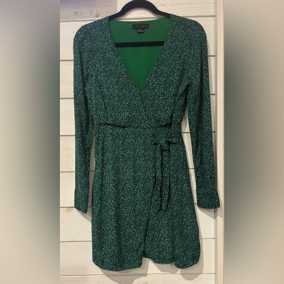 Sanctuary - Anthropology Stay The Night Long Sleeve Wrap Dress Emerald Leo Sz 2 - Picture 12 of 12